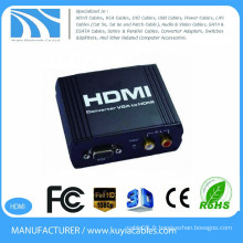 Convertisseur VGA TO HDMI boîtier en métal noir1080P Convertisseur VGA vers HDMI Convertisseur VGA + R / L Audio vers HDMI Convertisseur